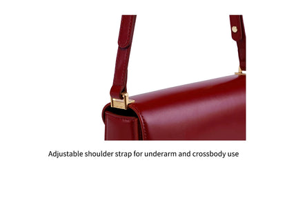 Structured Split Leather Square Shoulder Bag