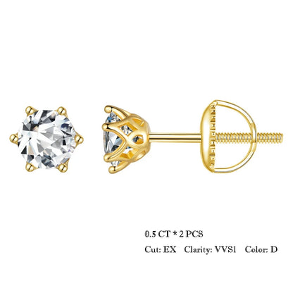 D Color Moissanite Stud Earrings – 925 Sterling Silver