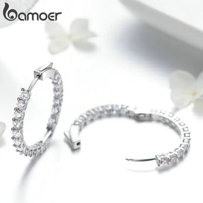 Cubic Zirconia Round Stud Earrings with Screw-Back Closure