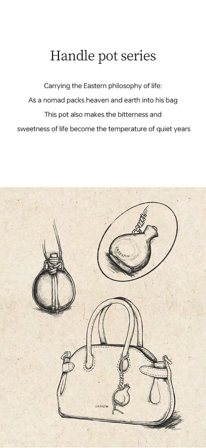 Split Leather Mini Bowling Tote