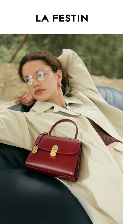 Split Leather Square Tote Bag