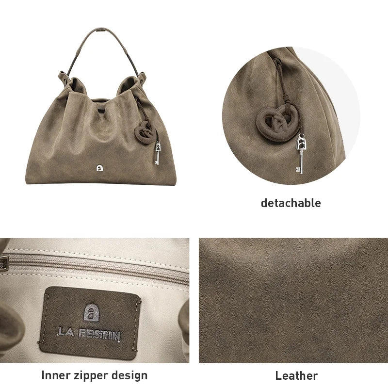 Genuine Leather Shoulder and Crossbody Tote