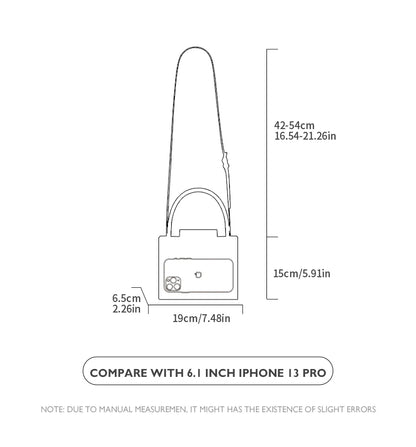 Genuine Leather Boxy Satchel – Diamond Accent Shoulder Bag