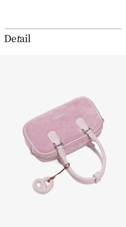 Split Leather Bowling Shoulder and Crossbody Tote