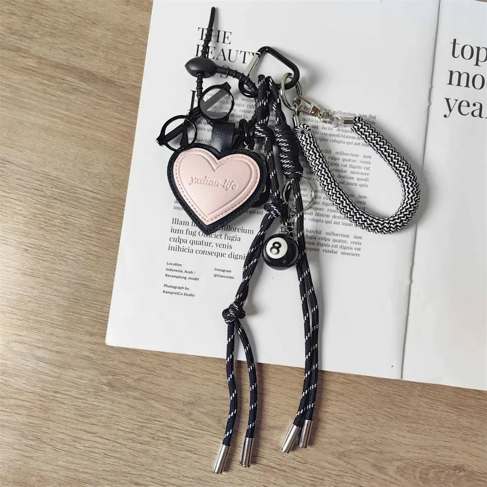 French Goatskin Leather Bag Charm Keychain