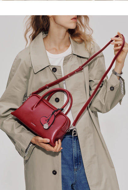 Split Leather Compact Shoulder and Crossbody Tote