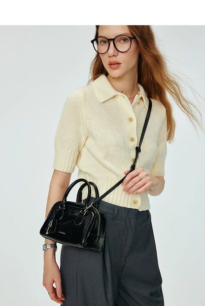 Genuine Leather Boston Shoulder Bag