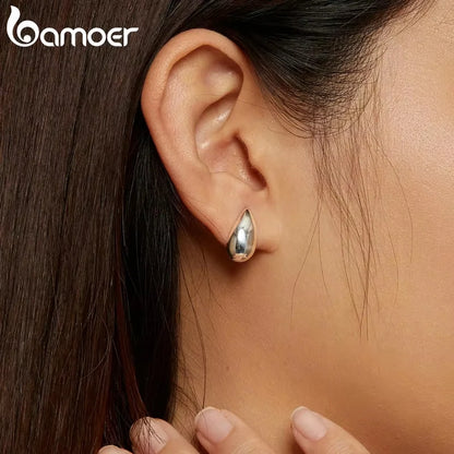 Glossy Waterdrop Stud Earrings – 925 Sterling Silver