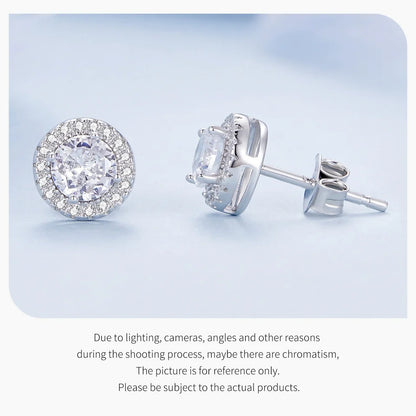 Classic Zircon Stud Earrings – 925 Sterling Silver Round Design