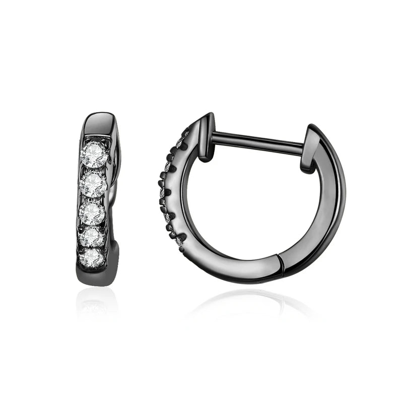 Zircon Huggie Hoop Earrings – 925 Sterling Silver