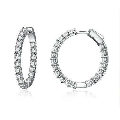 Cubic Zirconia Round Stud Earrings with Screw-Back Closure
