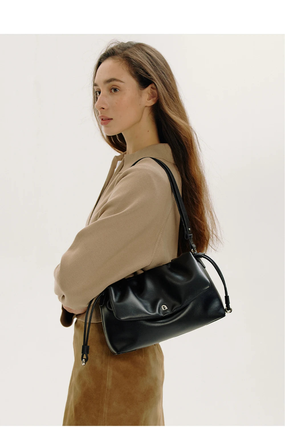 Split Leather Soft Shoulder and Crossbody Bag