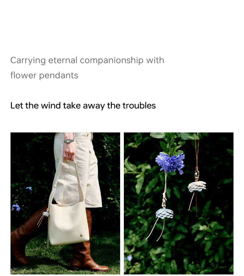 Soft Genuine Leather Bucket Bag