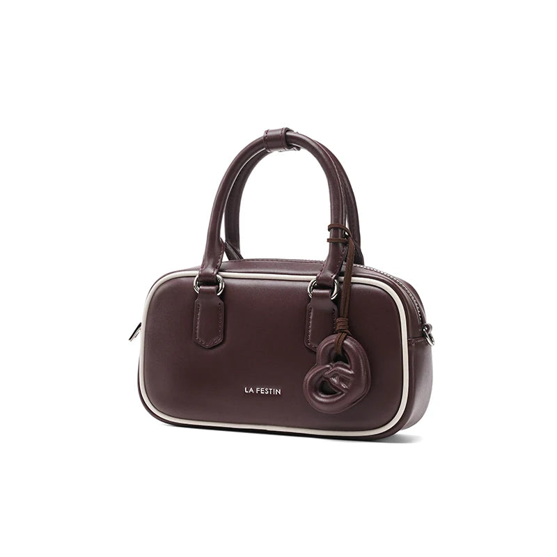 Split Leather Bowling Shoulder and Crossbody Tote