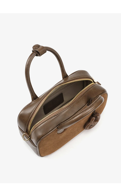 Genuine Leather Bowling Crossbody Bag