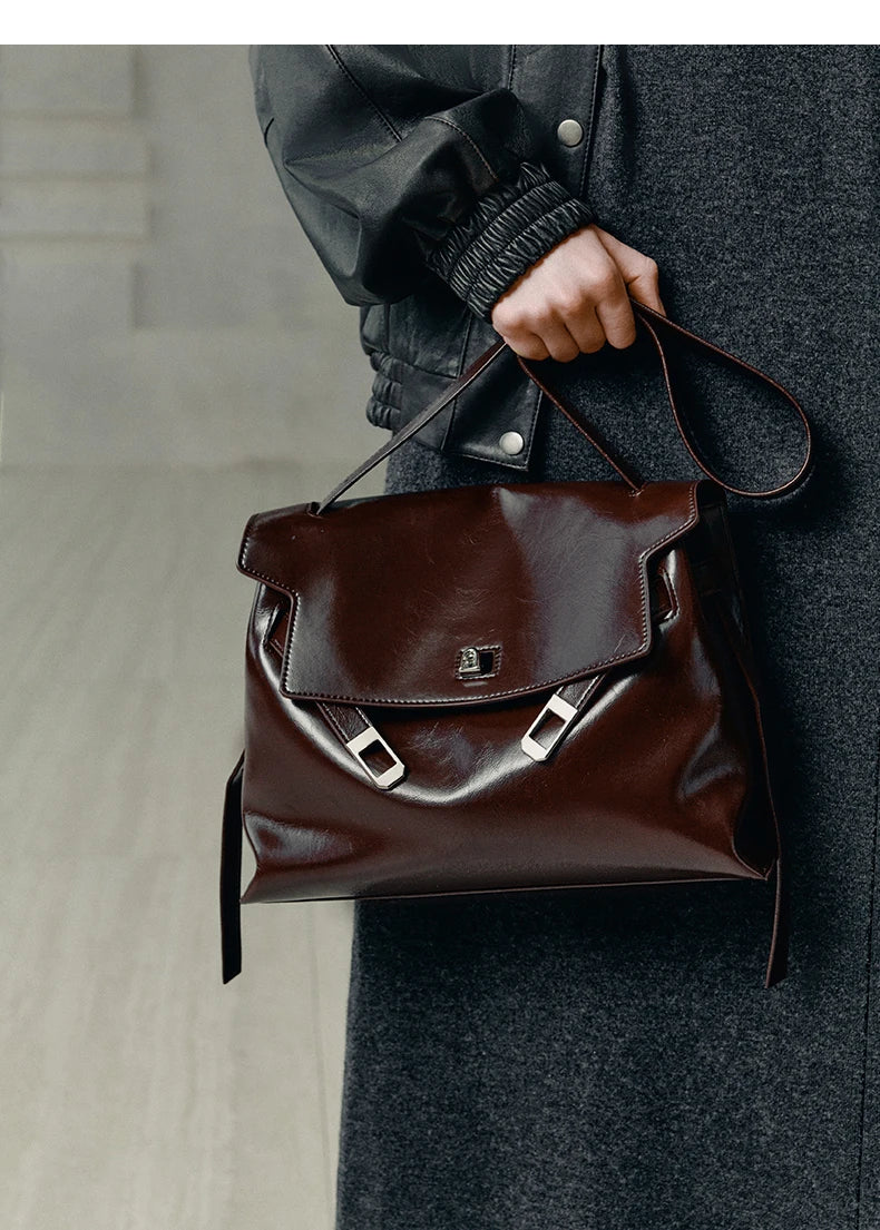 Split Leather Shoulder and Crossbody Tote