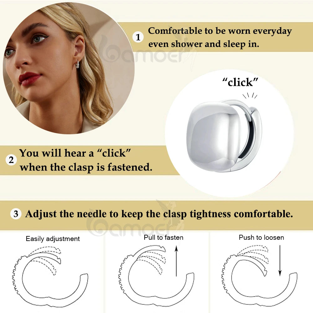 White Gold Square Hoop Earrings – Sterling Silver Lightweight Design