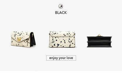 Genuine Leather Floral Flap Bag with Hasp Closure