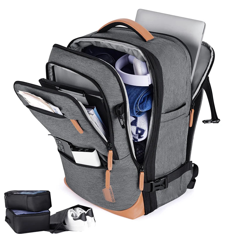 PVC Softback Laptop Backpack with Expandable Capacity