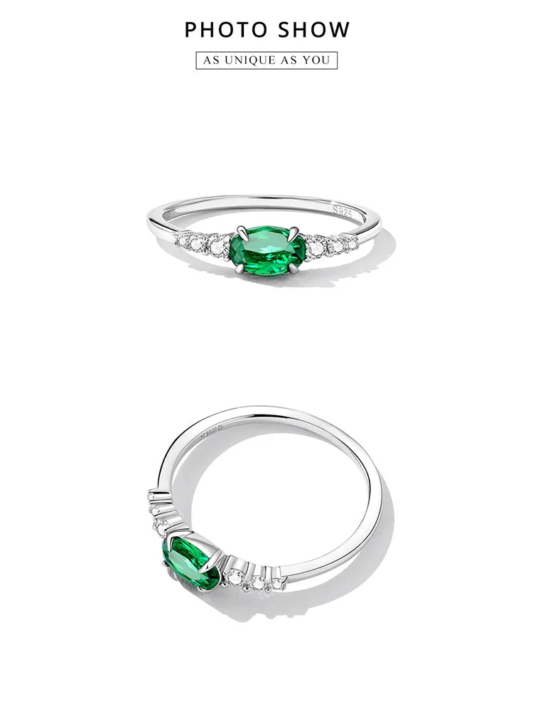 Green Zircon Ring – 925 Sterling Silver with Prong Setting