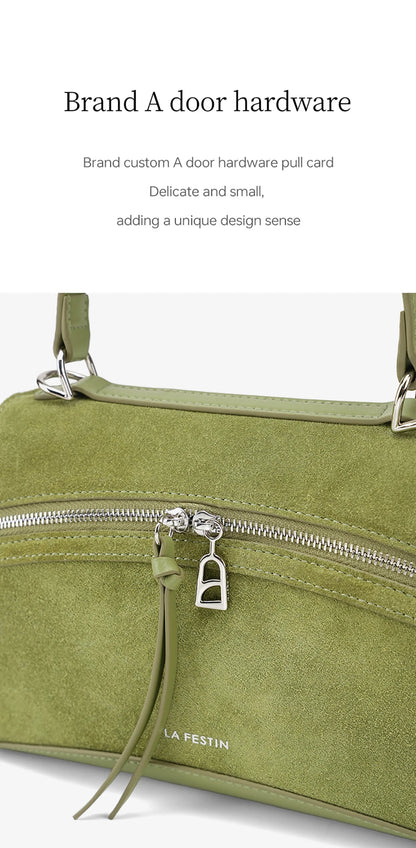 Green Split Leather Shoulder and Crossbody Bag