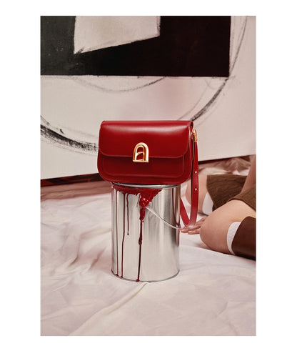 Split Leather Square Shoulder and Crossbody Bag