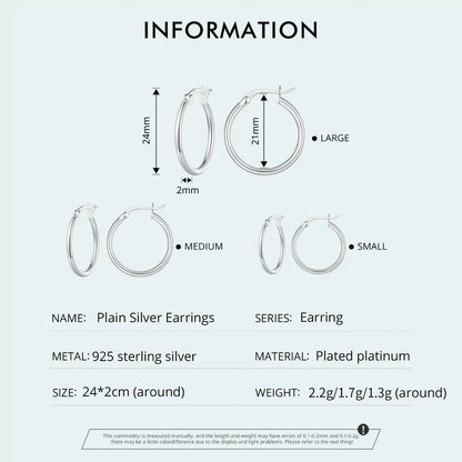 Hoop Earrings – 925 Sterling Silver, White Gold Plated