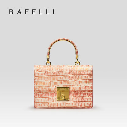Genuine Leather Flap Shoulder Bag – Gold Lock Elegance