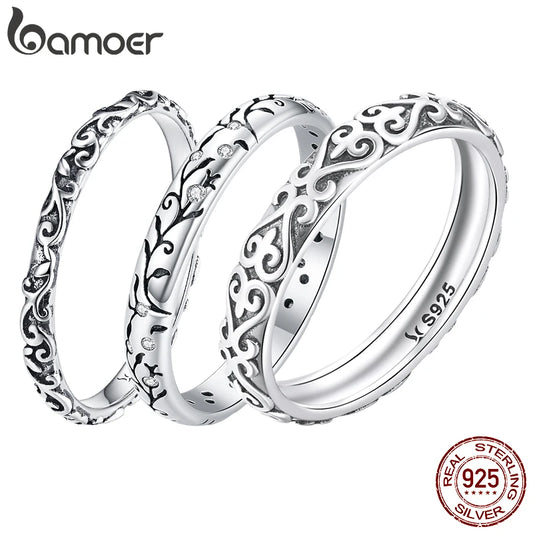 Floral Embossed Ring – 925 Sterling Silver Vintage Band