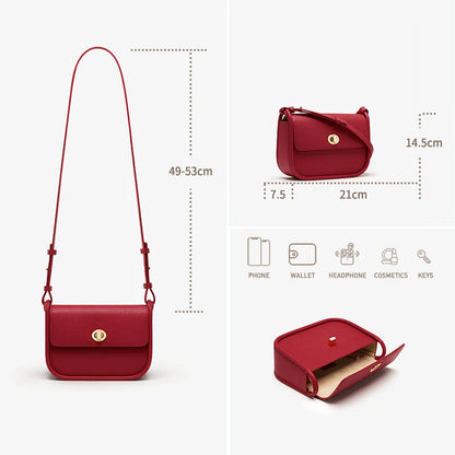 Elegant Split Leather Saddle Crossbody Bag