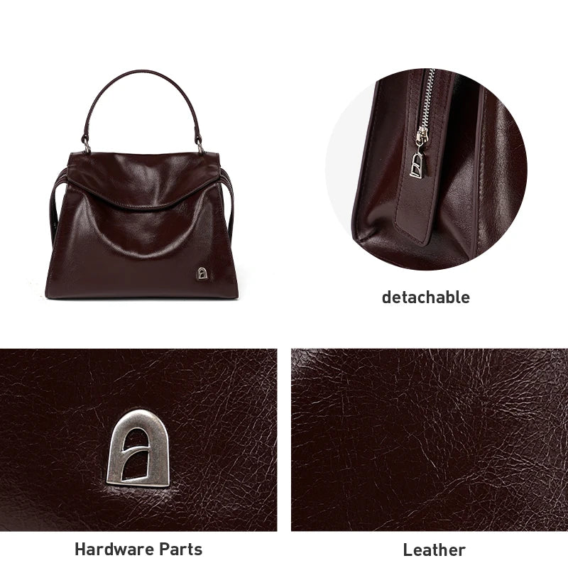 Genuine Leather Shoulder and Crossbody Tote