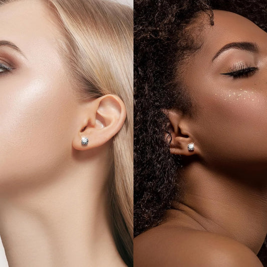 Sterling Silver Mini Round Moissanite Stud Earrings