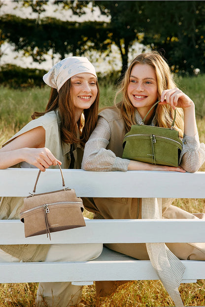 Green Split Leather Shoulder and Crossbody Bag