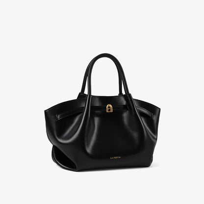 Split Leather Structured Tote Bag