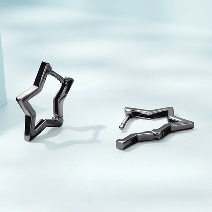 Star Hoop Earrings – Sterling Silver with Oxidized Finish