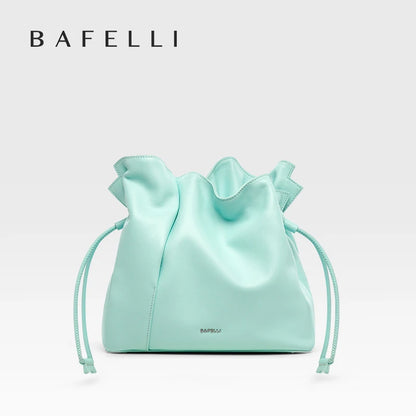 Genuine Leather Bucket Bag – Soft Casual with Open Pocket