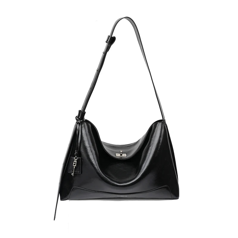 Split Leather Shoulder and Crossbody Tote Bag