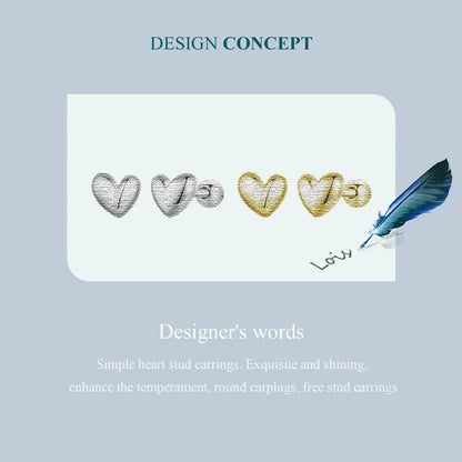 Mini Heart Stud Earrings – 925 Sterling Silver, Platinum Plated