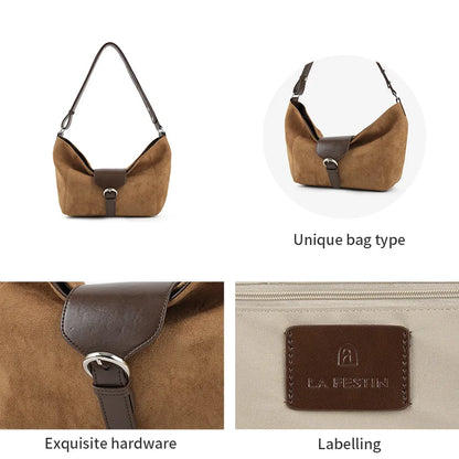 Split Leather Soft Tote Shoulder Crossbody Bag