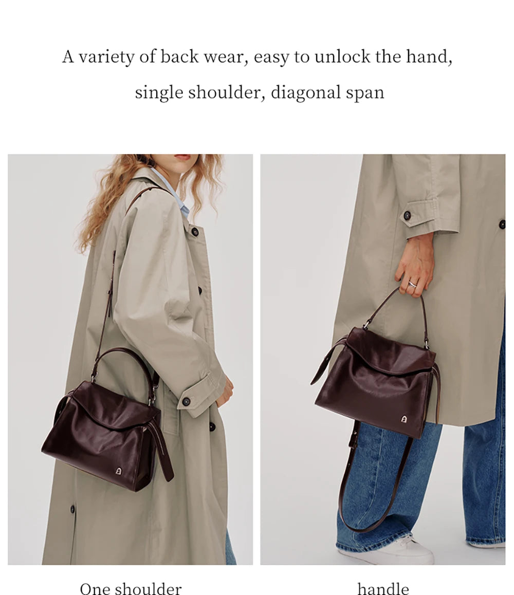 Genuine Leather Shoulder and Crossbody Tote