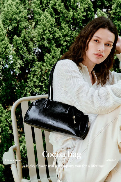 Genuine Leather Baguette Tote Bag