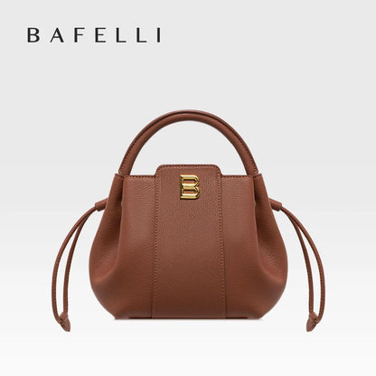 Soft Split Leather Bucket Bag – Casual Flap Shoulder Style