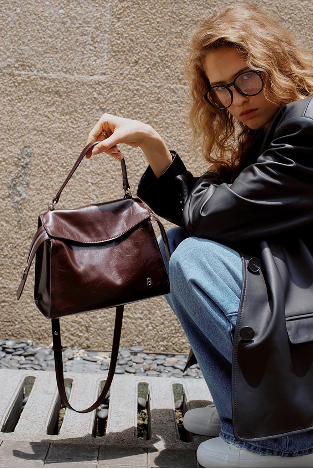 Genuine Leather Shoulder and Crossbody Tote