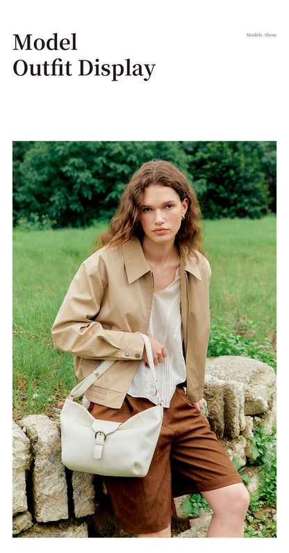 Split Leather Soft Tote Shoulder Crossbody Bag