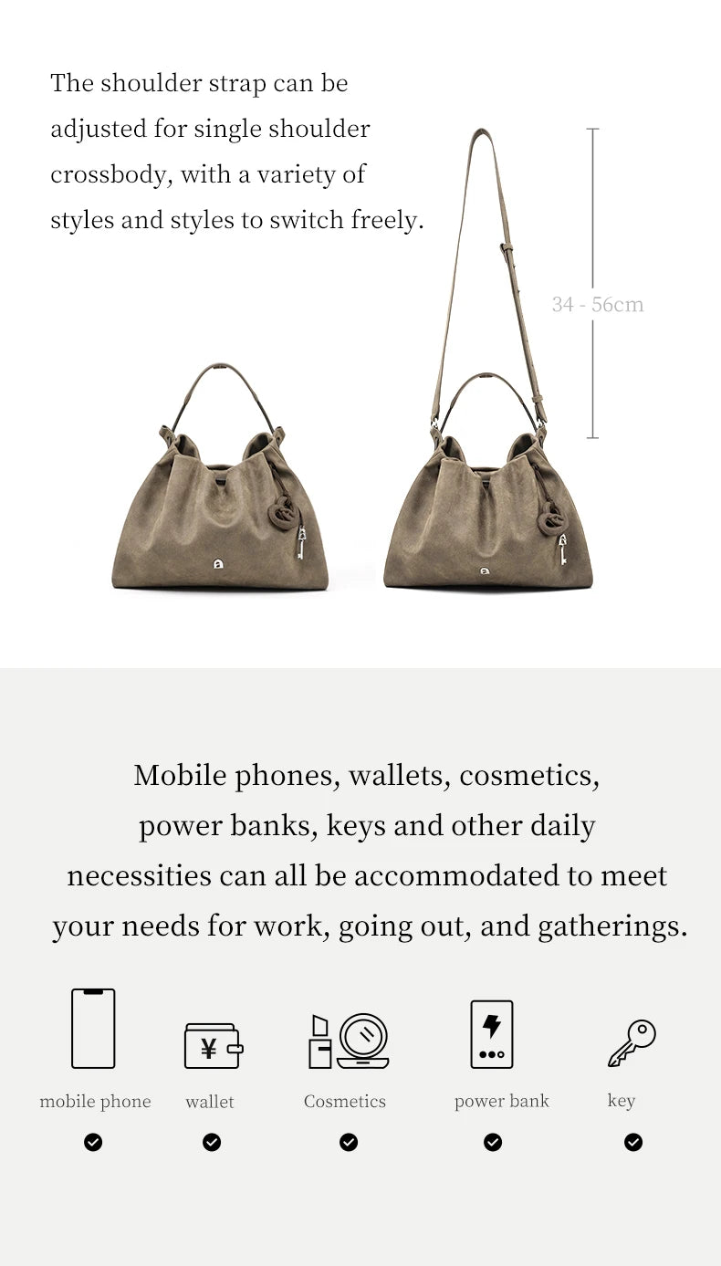 Genuine Leather Shoulder and Crossbody Tote