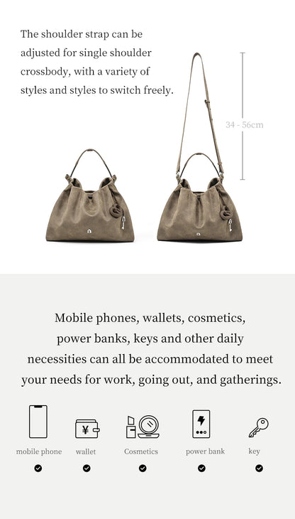 Genuine Leather Shoulder and Crossbody Tote