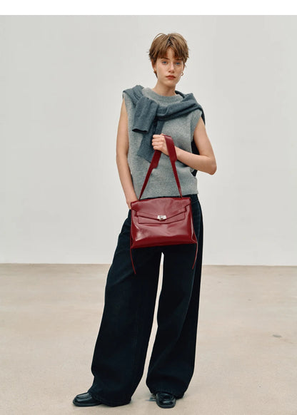 Split Leather Shoulder and Crossbody Tote