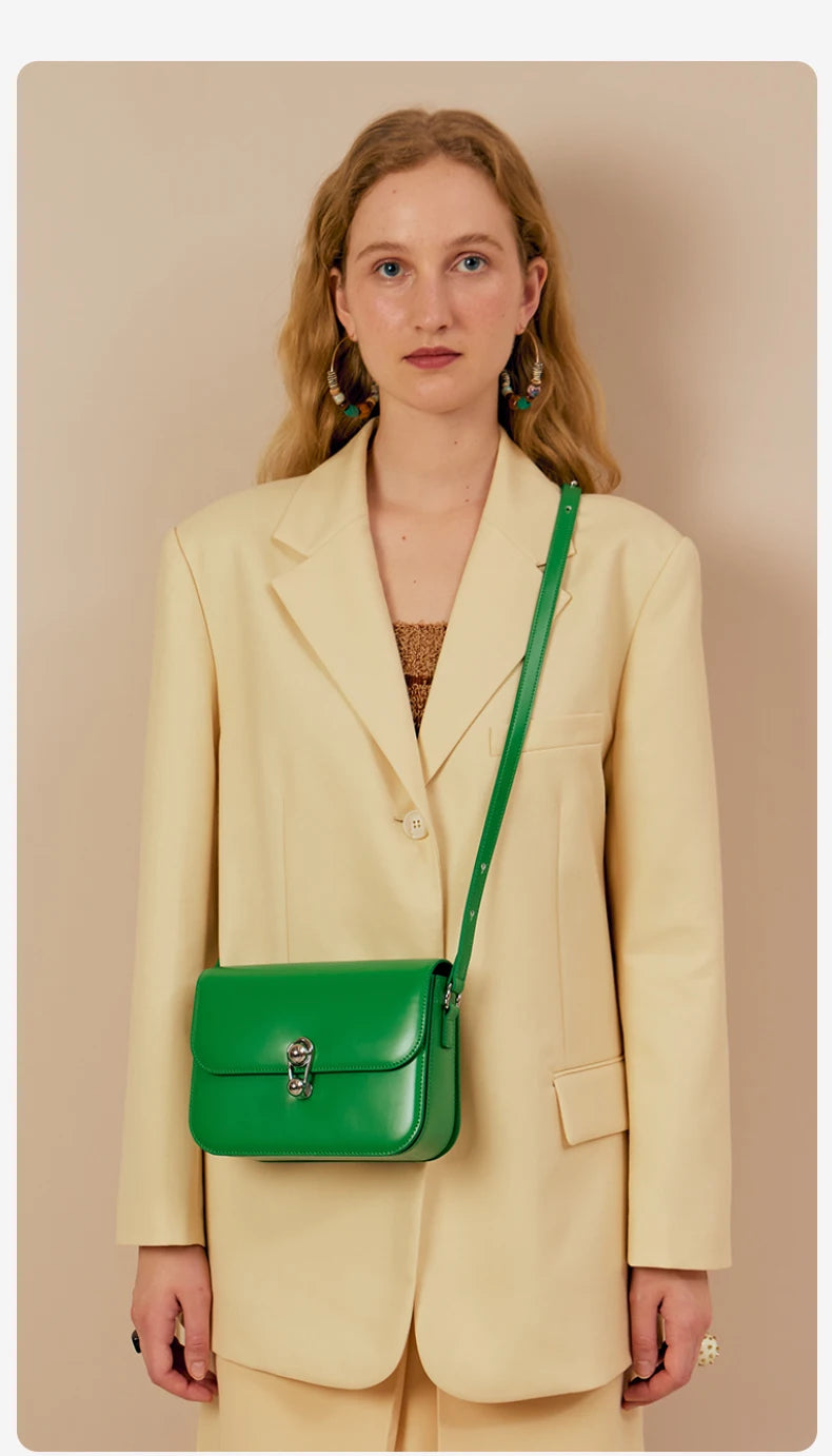 Split Leather Square Shoulder and Crossbody Bag