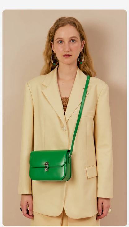 Split Leather Square Shoulder and Crossbody Bag