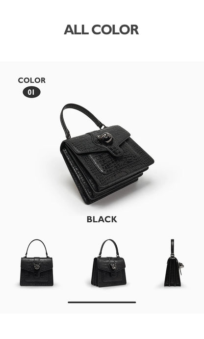 Genuine Leather Business Flap Bag – Animal Print with Lock